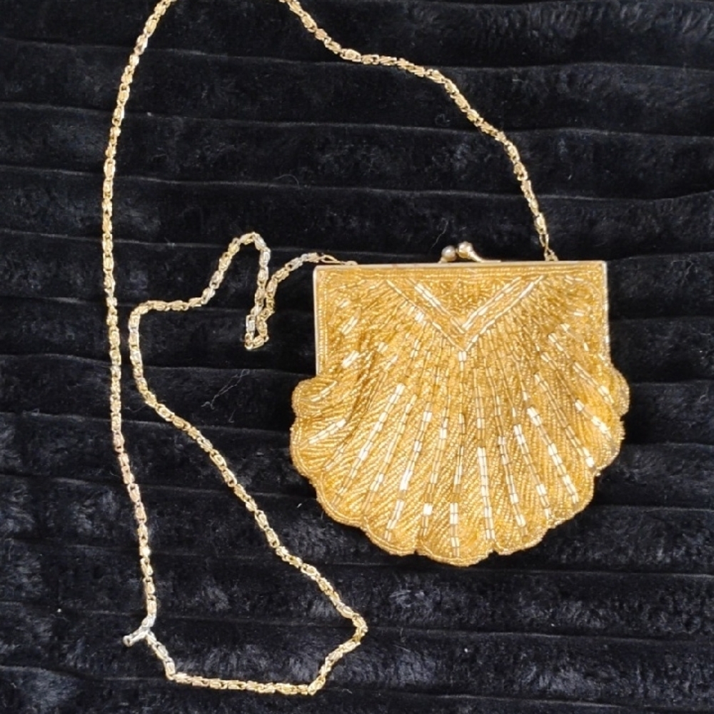 Gold Shell Clutch Bag